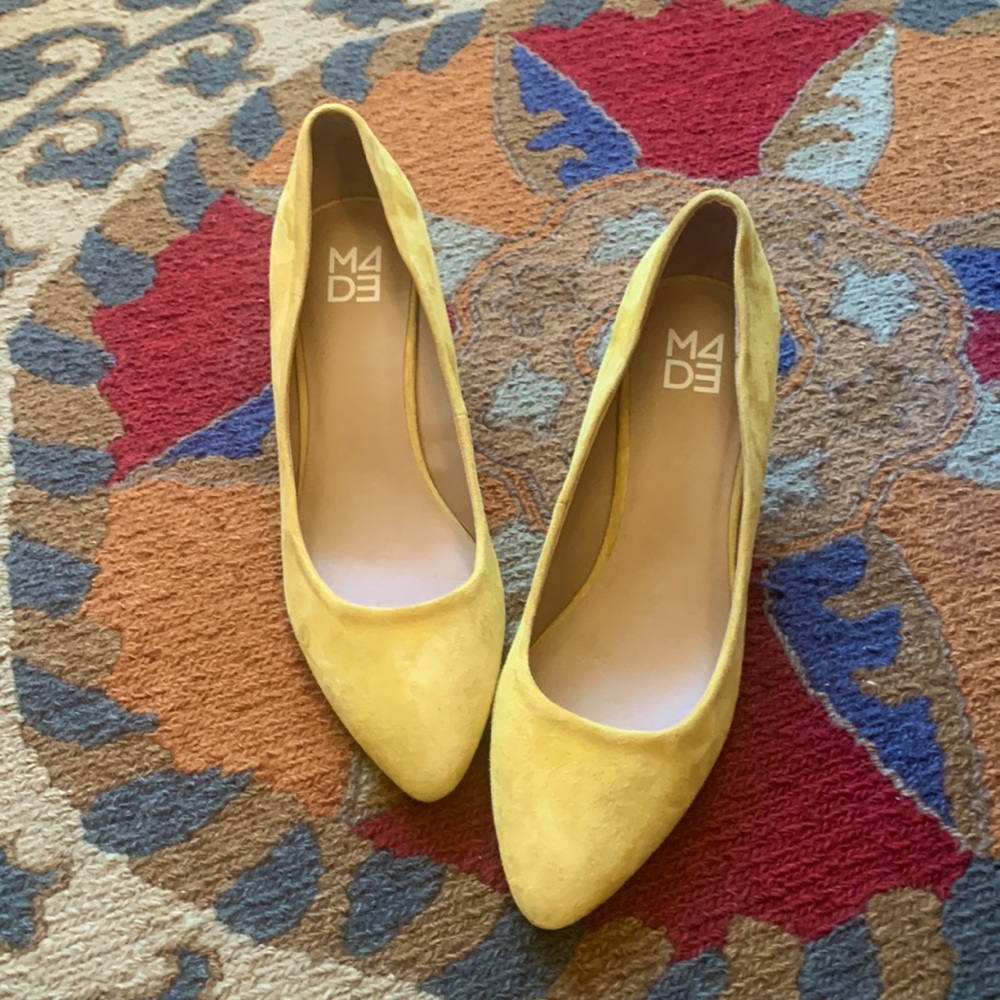 M4DE yellow suede heels